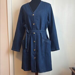 Colbie denim Button-Up Dress with Belt